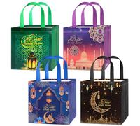 HOWAF 8pcs Ramadan Kareem Sacs Cadeau Réutilisable, Ramadan Decoration Pochette Cadeau Avec Poignée Non Tissé Ramadan Mubarak Emballage Cadeau Sachets de Friandises pour Décoration Ramadan Musulman