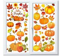 HOWAF 9 Autocollants de Fenêtre pour l'automne Thanksgiving, Gommettes Automne Citrouille Feuille Automne Autocollants de Décoration pour Fenêtre pour Decoration Automne Interieur Deco Automne