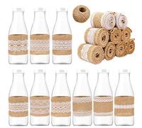 HOWAF 9 rouleau de ruban de toile de jute de dentelle, 9 × rouleau de ruban de toile de jute Blanche, 1x Corde en Jute, decoration mariage champetre Artisanat bricolage Cadeau Décoration