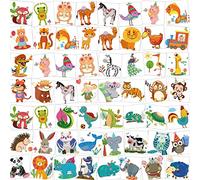 HOWAF 96 pcs Tatouage Temporaire Enfant, Etanche Tatouage Ephémère Kit Tatoo pour Enfants Fille garçons avec Motifs Dinosaure Girafe Zèbre Lion Animaux pour Enfants de fête d'anniversaire Cadeau