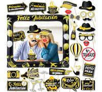 HOWAF Accessoires de Photomaton pour Fete de Retraite, Accessoires de Fete de Retraite Noir et Or et Cadre Gonflable Geant pour Photomaton de Fete de Retraite, Accessoires de Fete de Retraite
