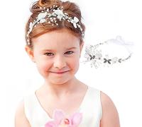 HOWAF Bandeau de Communion Fille, Couronne de Cheveux Fleur Bandeau Serre Tête de Mariée en Floral Perles, Accessoires de Cheveux pour Cadeau Communion Fille, A