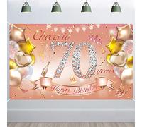 HOWAF Bannière de fête d'anniversaire rose pour décoration murale extérieure