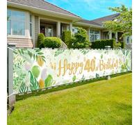 HOWAF Banniere de Joyeux 40eme Anniversaire, 8.5ft x 1.3ft Banniere d'anniversaire Verte et Blanche pour Les Decorations de 40eme Anniversaire Decorations de Fete d'anniversaire