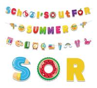 HOWAF Bannière « School's Out for Summer » pour décorations de fête de fin d'année scolaire, bannière à suspendre pour fête d'été pour enfants, fournitures de vacances d'été, décoration du dernier