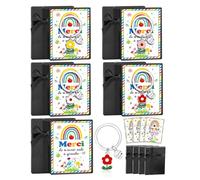 HOWAF Cadeau Maitresse d'école, Cadeau Maitre d'école, 4 Porte Clé Maitresse Porte Clé Maitre & Petite Carte Merci de m'avoir aidé à Grandir, Coffret Cadeau pour Cadeau Fin d'Année Maîtresse Maître