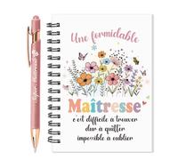 HOWAF Cadeau Maitresse d'école, Carnet de Notes Maitresse Stylo Maîtresse Stylo à Bille pour Cadeau Maîtresse Fin d Année, Cadeaux Maître Fin d Année