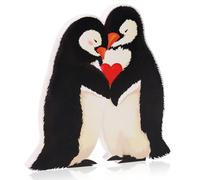 HOWAF Cadeau Saint Valentin Pingouins, Ornements de Table Pingouins Bois, Decoration Saint Valentin en Bois, Idée Cadeau St-Valentin Femme Homme, Cadeaux Anniversaire, Mariage, Noël