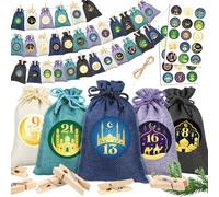 HOWAF Calendrier de l'avent Ramadan 2024, 30 Calendriers du Ramadan pour Rremplissage en Tissu, Autocollant Calendrier Ramadan for Easter Party Favors Supplies
