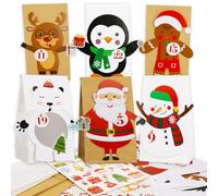 HOWAF Calendrier De L'Avent Sac, Diy NoëL Cadeaux Sacs Pour Calendrier De L'Avent a remplir, Sacs en Papie Avec Autocollants Et 24 Pinces En Bois, Pour Diy Décoration De 2020 NoëL