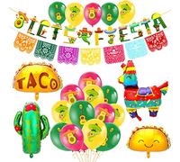 HOWAF Décoration de Fête Mexicaine Décoration de Fête Fiesta, Jour des Bannières Mortes Ballons de Fiesta Ballons de Cactus Lama Foil Ballons Fiesta Bannière pour Fiesta Mexicain Cinco De Mayo