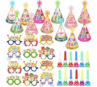 HOWAF Decoration Nouvel An 2026, Chapeau Nouvel An, Lunettes Happy New Year Bonne Année, Souffleurs de Fête pour Photobooth Nouvelle Année, Deco Jour de l'An 2026, Set A