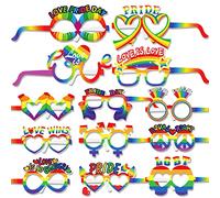 HOWAF Drapeaux Arc-en-Ciel Lunettes, 26 Pcs LGBT Gay Pride Cadres de Lunettes en Papier Accessoires de Photobooth Arc-en-Ciel Gay Pride Costume Fête Lunettes Cadre pour Gay Lesbienne Cadeaux de LGBT