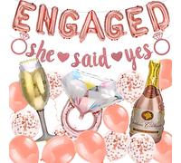 HOWAF Engagement Decoration Engaged Ballons de Fiancailles en Or Rose She Said Yes Bannière Engaged Helium Lettres Guirlande Banniere Ballons en Latex pour Décoration Fiancaille Fête Ballon Mariage