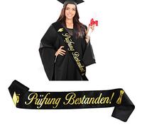 HOWAF Examen Passé Sash pour l'obtention du diplôme ABI 2020 Cadeaux, Abitur Sash pour la décoration de fête de remise des diplômes d'école Or noir, Cadeau d'examen réussi pour Abitur Bachelor,Unisexe