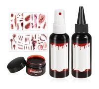 HOWAF Faux Sang Halloween Lavable, Fake Blood Faux Sang Spray, Coagulé & Tatouage Cicatrice pour Costume Zombie, Deguisement Vampire Maquillage Halloween