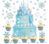 HOWAF Gâteau Topper Decoration Gateau Château, Paillettes Décorations Gâteau Congelées Flocon De Neige Cake Cupcake Toppers Confettis De Flocons De Neige pour Flocon De Neige Decoration Gâteau Noel