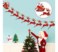 HOWAF Guirlande de Noël Père Noël traîneau et renne Bannière de Noël Décorations de Noël à suspendre Décorations murales de Noël