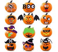 HOWAF Halloween Citrouille Autocollants, 12 Autocollants d'expressions de Citrouille, Enfants Stickers pour fête d'halloween Décoration Citrouille