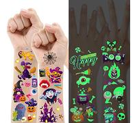 HOWAF Halloween Tatouages Temporaires Enfants, Lumineux Tatouages éphémères Halloween Vampire citrouille Tatouages Autocollants visage pour Fille Garçons Enfants Cadeaux d'halloween Deguisement