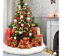 Howaf Jupe de Sapin Noël 47.3 pouces/120cm Neigeux Blanc Peluche Grande Base Couvre-Pied de Sapin Noël Tapis pour Décoration Arbre de Noël
