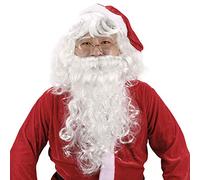 HOWAF Kit Accessoires P¨¨re No?l, P¨¨re No?l Perruque et Barbe de Pere Noel avec Lunettes de p¨¨re Noel m¨¦tal Rondes pour Adulte No?l D¨¦guisements