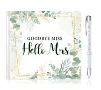 HOWAF Livre de Conseils pour la mariée, Goodbye Miss Hello Mrs Accessoire EVJF Livre d'or Cadeau de Future Mariée, Enterrement Vie Jeune Fille, Comprend Un Stylo, Vert