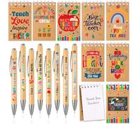HOWAF Lot de 16 cadeaux de remerciement pour enseignants - 8 carnets de notes pour enseignants, 8 stylos pour enseignants, fournitures de bureau, mini journal, stylos à bille, remerciements pour
