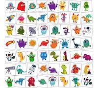 HOWAF Lot de 96 tatouages temporaires imperméables pour enfants, monstres spatiaux, dinosaures, pour cadeaux de fête d'anniversaire pour garçons et filles