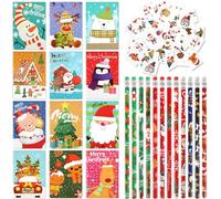 HOWAF Mini Bloc-Notes Noël Petit Carnet de Notes de Poche Enfants Crayons Noel avec Gomme Tatouages pour Enfants Cadeau de Noel Remplisseur Sac de fête Anniversaire Enfant Fille Garçons Goodies Noel