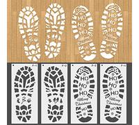 HOWAF Modèles de pochoirs de Noël, 2 Paires de pochoirs décoratifs en Plastique pour Noël, Père Noël réutilisable, réveillon du père Noël, pochoirs de Noël