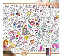 HOWAF Nappe à Colorier Licorne Géante pour Enfants - Poster avec Feutres de Coloriage, Papier Sirène Princesse - Table à Colorier pour Filles Garçons Anniversaire