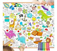 HOWAF Nappe à Colorier pour Enfants, Nappe Dinosaure Anniversaire Dinosaure Poster Géant à Colorier avec Feutres de Coloriage Nappe en Papier Table à Colorier pour Enfant Filles Garçons Anniversaire