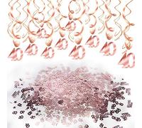 HOWAF Or Rose 40 Ans Anniversaire D¨¦corations pour Femme, Or Rose 40 Anniversaire Hanging Swirl Decorations Guirlande & Joyeux Anniversaire Happy Birthday 40e Table confettis