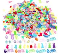 HOWAF Pâques Confettis Joyeux Pâques Oeuf Poussin Lapin Table Confettis Deco pour Enfants Artisanat De Pâques Fête d'anniversaire Décoration Fournitures, 60g