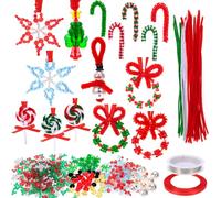 HOWAF Perles et Boules de Noël, Ornement Perlé en Plastique, Brossettes Pipe Chenille, Tiges Sapin Décoré, Decoration à Fabriquer pour Enfants, Filles et Adultes