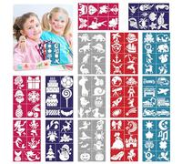 HOWAF Pochoirs de tatouage Enfant, 110 Réutilisables Pochoirs Maquillage Enfant Pochoirs Peinture pour Visage Pochoirs Tatouage Pailletés pour Halloween Maquillage Carnaval Anniversaire Noël
