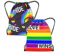 HOWAF Sac à Cordon Arc-en-Ciel LGBT Pride - Drapeau Gay Pride avec Bandeau Rainbow - Accessoires LGBTQ