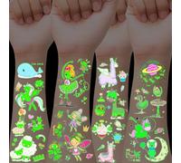 HOWAF Tatouage Enfant, 12 Feuilles Fluorescent Tatouage Ephemere Enfant Fille Tatouage Fille Paillettes, Tatouage Enfant Mixte, Licorne Mouton fée kit Tatouage Enfant Petit Cadeau Anniversaire Enfant