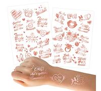 HOWAF Tatouage EVJF, 4 grand Feuilles Or rose Team Bride Tatouages temporaires evjf tatouage de mariée Decorations Bride Tatouage Enterrement De Vie De Jeune Fille Decorations Accessoire