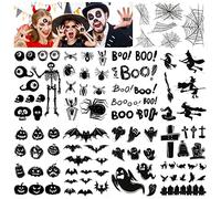 HOWAF Tatouage Halloween Tatouages Temporaires Tatouage Ephemere Halloween Citrouille Chauve Souris Araignée Tatouages éphémères Autocollant pour Homme Femme Enfants Halloween Maquillage Déguisement
