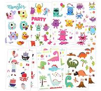 HOWAF Tatouage Temporaire pour Enfant, 172pcs Tatouages ephémères Enfants, Etanche Pirate Monstres Dinosaure Tatouage Autocollant pour Garcon fête de Anniversaire Cadeaux