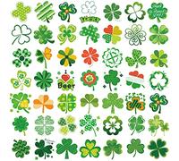 HOWAF Tatouages de trèfle, 96 feuilles Saint-Patrick Tatouage temporaire trèfle Autocollants de tatouage ephemere de trèfle pour enfants adultes Accessoires de la Saint-Patrick Décoration