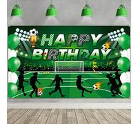 HOWAF Toile de Fond de Fête d’Anniversaire de Football Fond de Photo Terrain de Football Happy Birtday Photographie Décoration de fête Bannière Football Accessoires de Photo pour Enfant Garçons