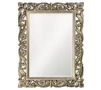 Howard Elliott Miroir mural rectangulaire à suspendre Château Cadre de travail Décoration de la maison Miroir encadré pour chambre à coucher, salle de bain, entrée ou n'importe quelle pièce, étain français, 80 x 106 cm