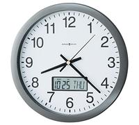 Howard Miller Horloge Murale Chronicle 625-195 - Gris métallique Moderne, Cadre Plat, Calendrier LCD (Mois, Jour de la Semaine), Mouvement à Quartz