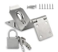 HOWDIA Loquet de porte de 10,2 cm - Loquet à 90 degrés avec vis et cadenas en acier inoxydable - Loquet de sécurité à angle droit - Loquet de sécurité pour abri de jardin, portail, rangement