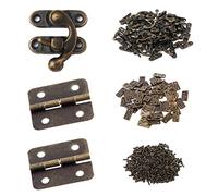 HOWDIA Lot de 25 loquets à crochet droit antique et 50 mini charnières en bronze antique avec vis de rechange pour boîte à bijoux en bois, ton bronze