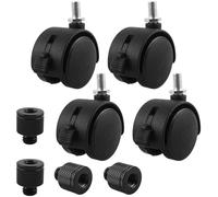 HOWDIA Lot de 4 roulettes pivotantes avec frein M8 × 1,25 (avec écrous adaptateurs 3/8), roulettes pivotantes de 3,8 cm avec frein, roulettes de rechange légères pour chariots/petits meubles