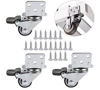 HOWDIA Lot de 4 roulettes pivotantes de 2,5 cm avec frein en forme de L - Support latéral en caoutchouc TPR - Pour petits meubles - Silencieuses - Verrouillage silencieux